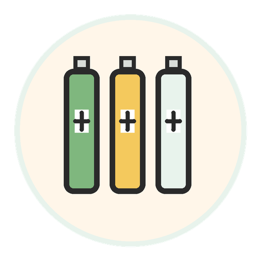 Three AA batteries required icon